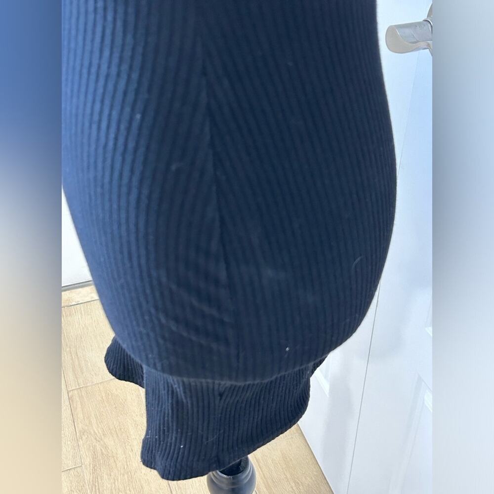 Princess Polly black ribbed mini dress bow tie strap slit size US 4 - Picture 8 of 9